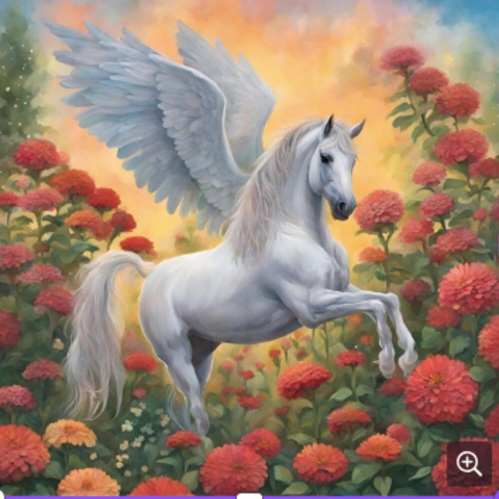 Horse painting with flowers